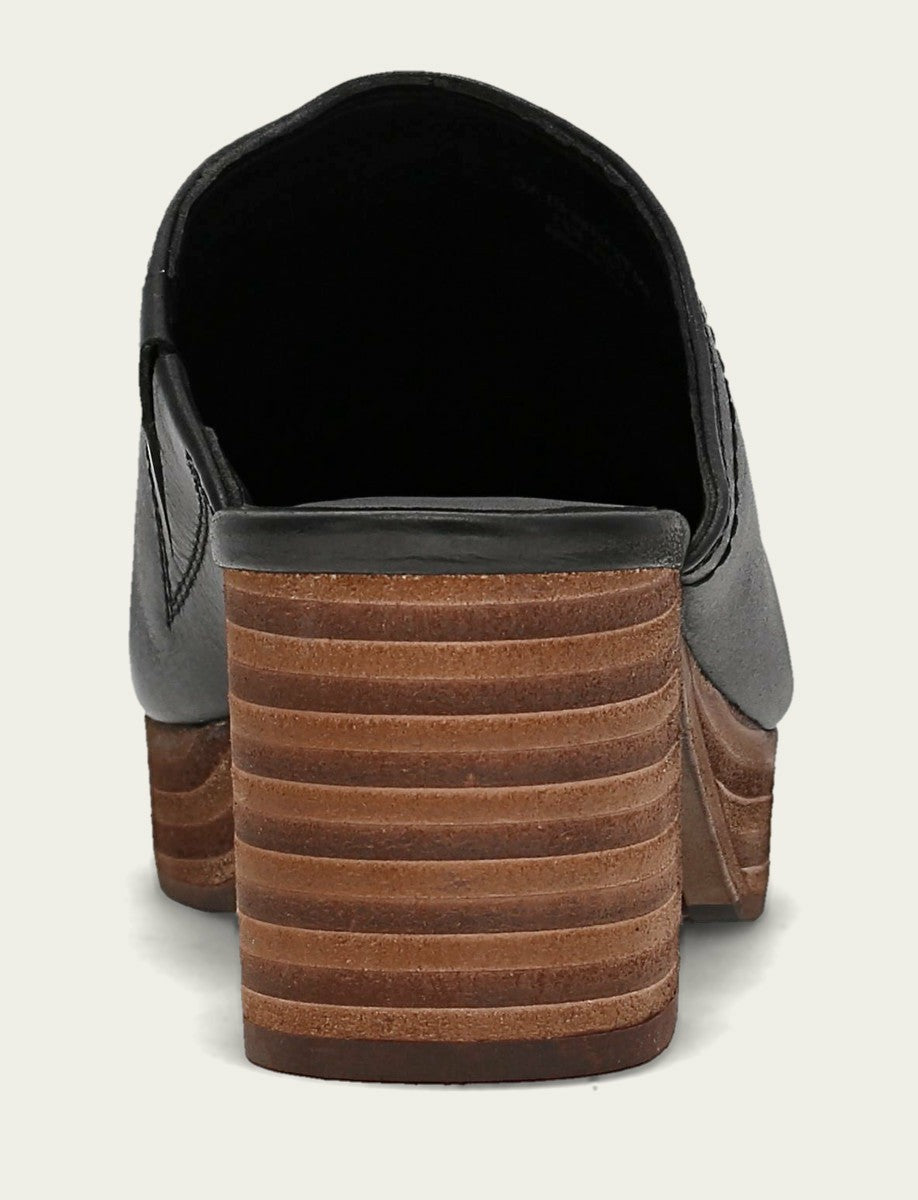 FRYE Women's Black Leather Campus Clogs