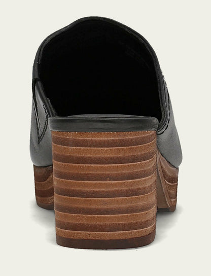 FRYE Women's Black Leather Campus Clogs