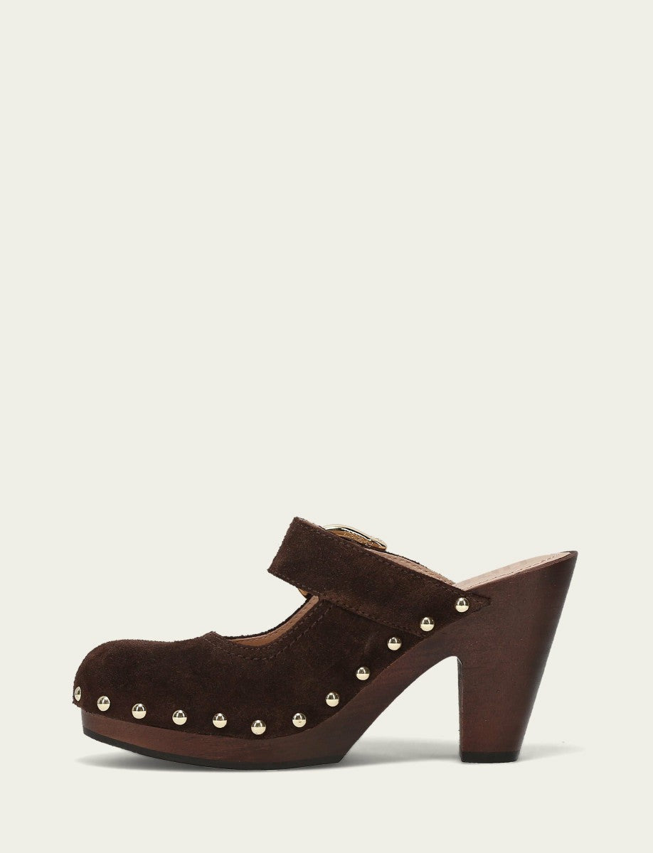 FRYE Women's Chocolate Cindy Buckle Clog