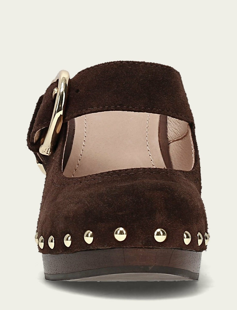 FRYE Women's Chocolate Cindy Buckle Clog