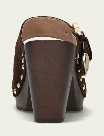 FRYE Women's Chocolate Cindy Buckle Clog