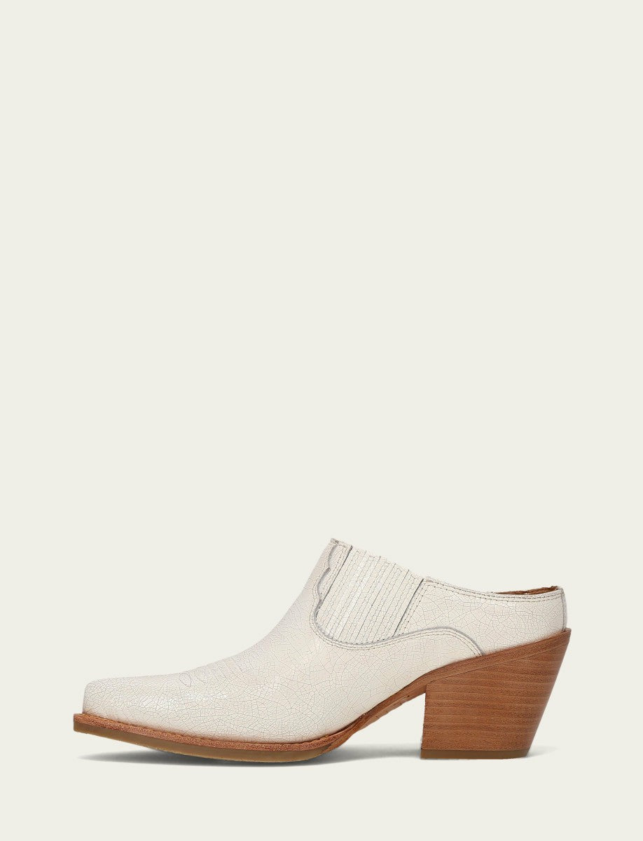 FRYE Women’s Antique White Leather Laila Mules