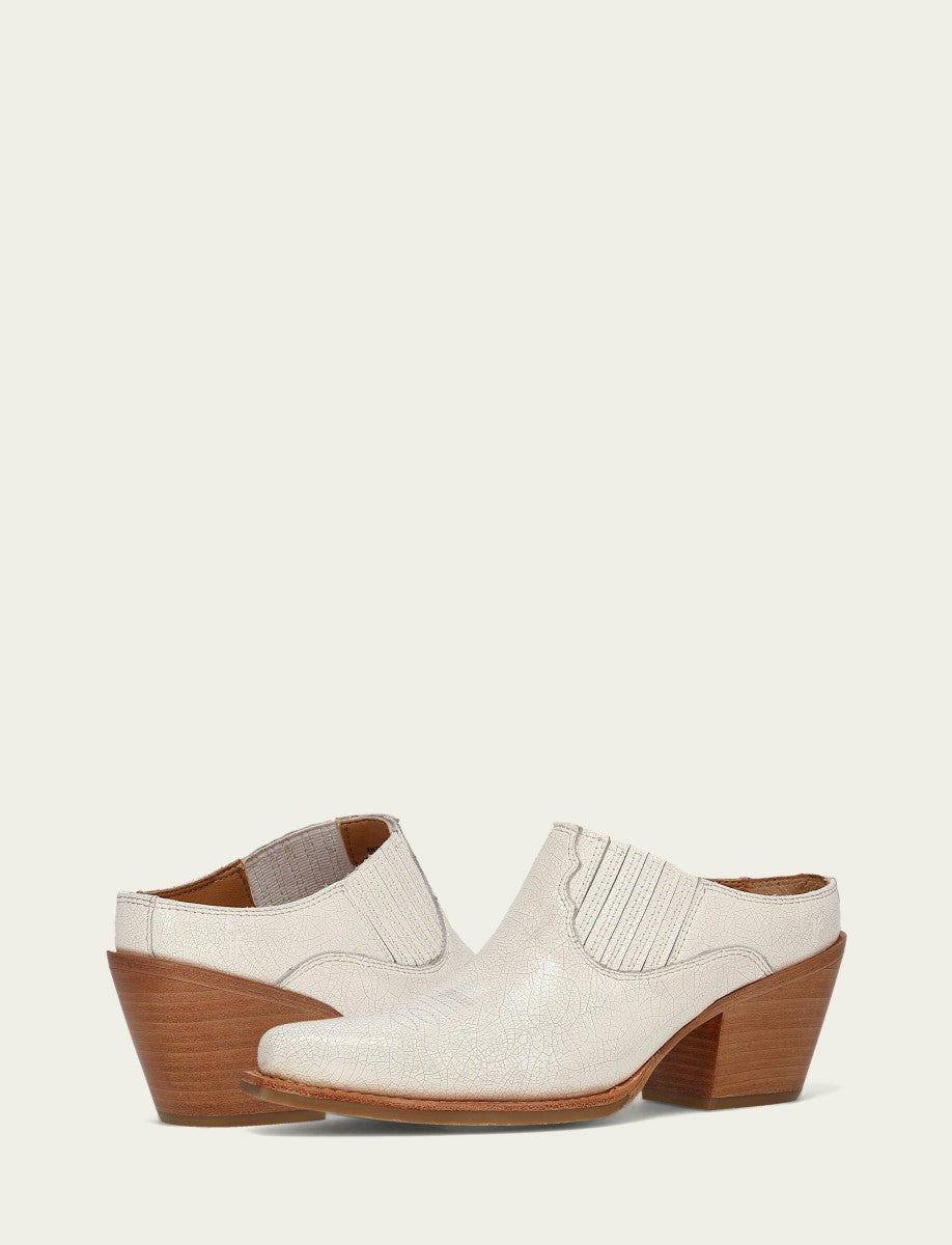 FRYE Women’s Antique White Leather Laila Mules