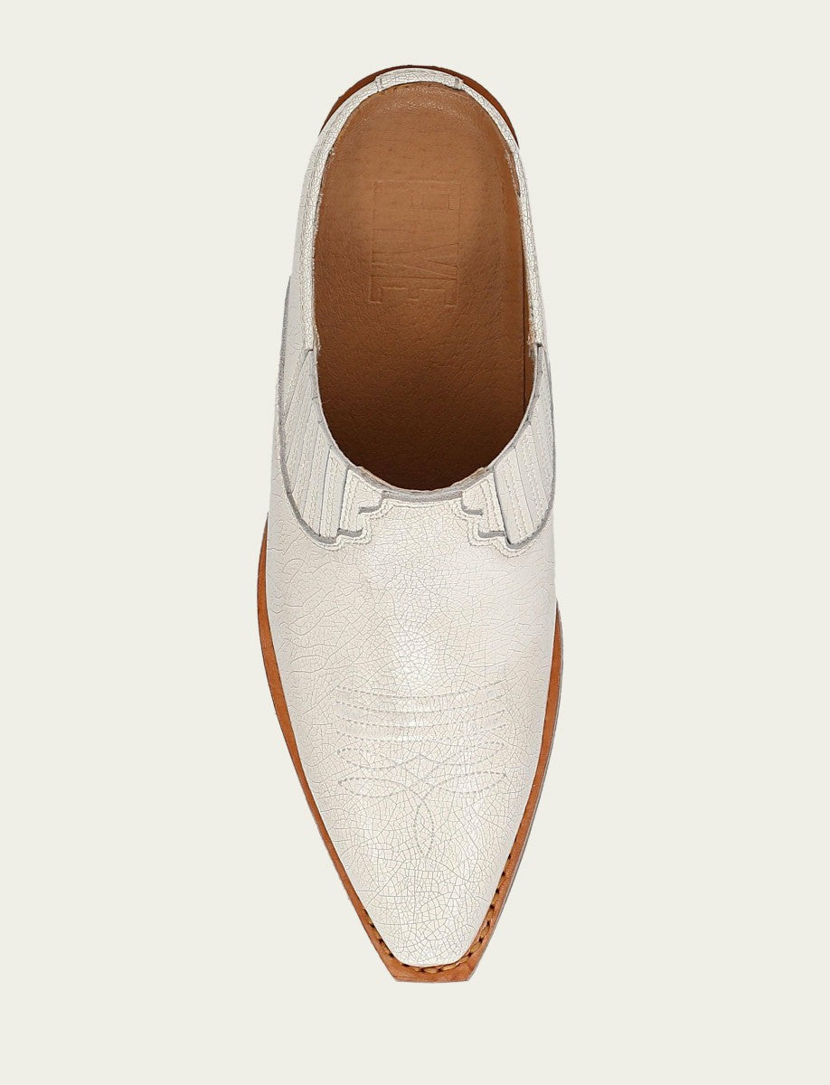 FRYE Women’s Antique White Leather Laila Mules