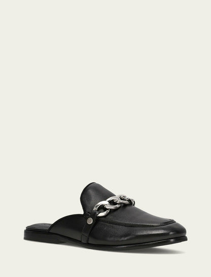 FRYE Women's Black Faith Chain Leather Mules