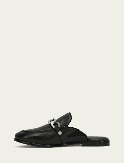 FRYE Women's Black Faith Chain Leather Mules