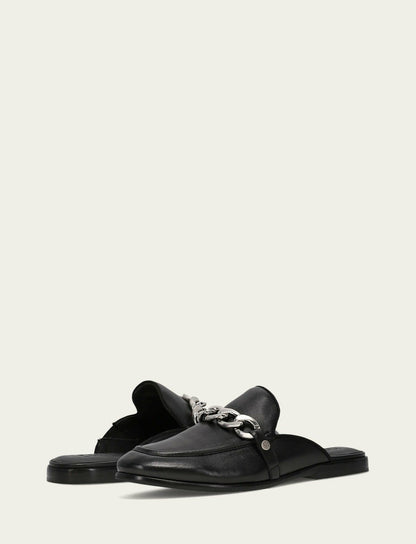 FRYE Women's Black Faith Chain Leather Mules