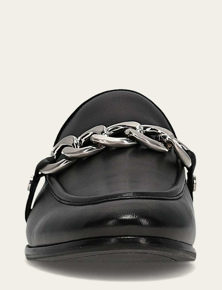 FRYE Women's Black Faith Chain Leather Mules