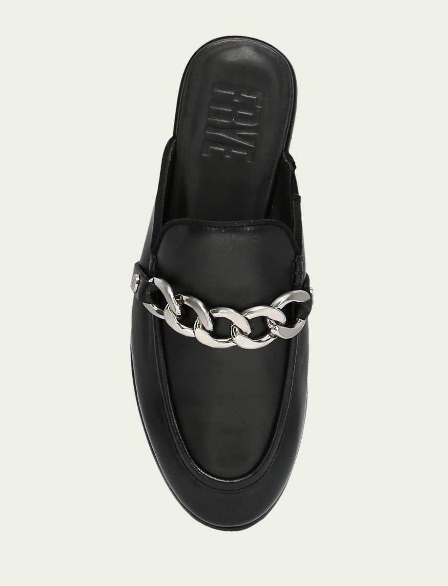 FRYE Women's Black Faith Chain Leather Mules