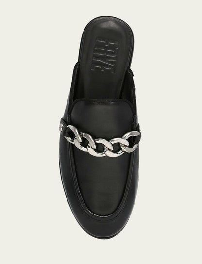FRYE Women's Black Faith Chain Leather Mules