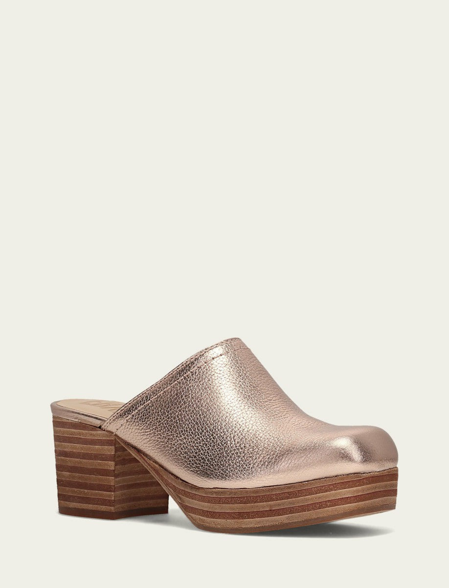 FRYE Women’s Rose Gold Metallic Leather Campus Clogs