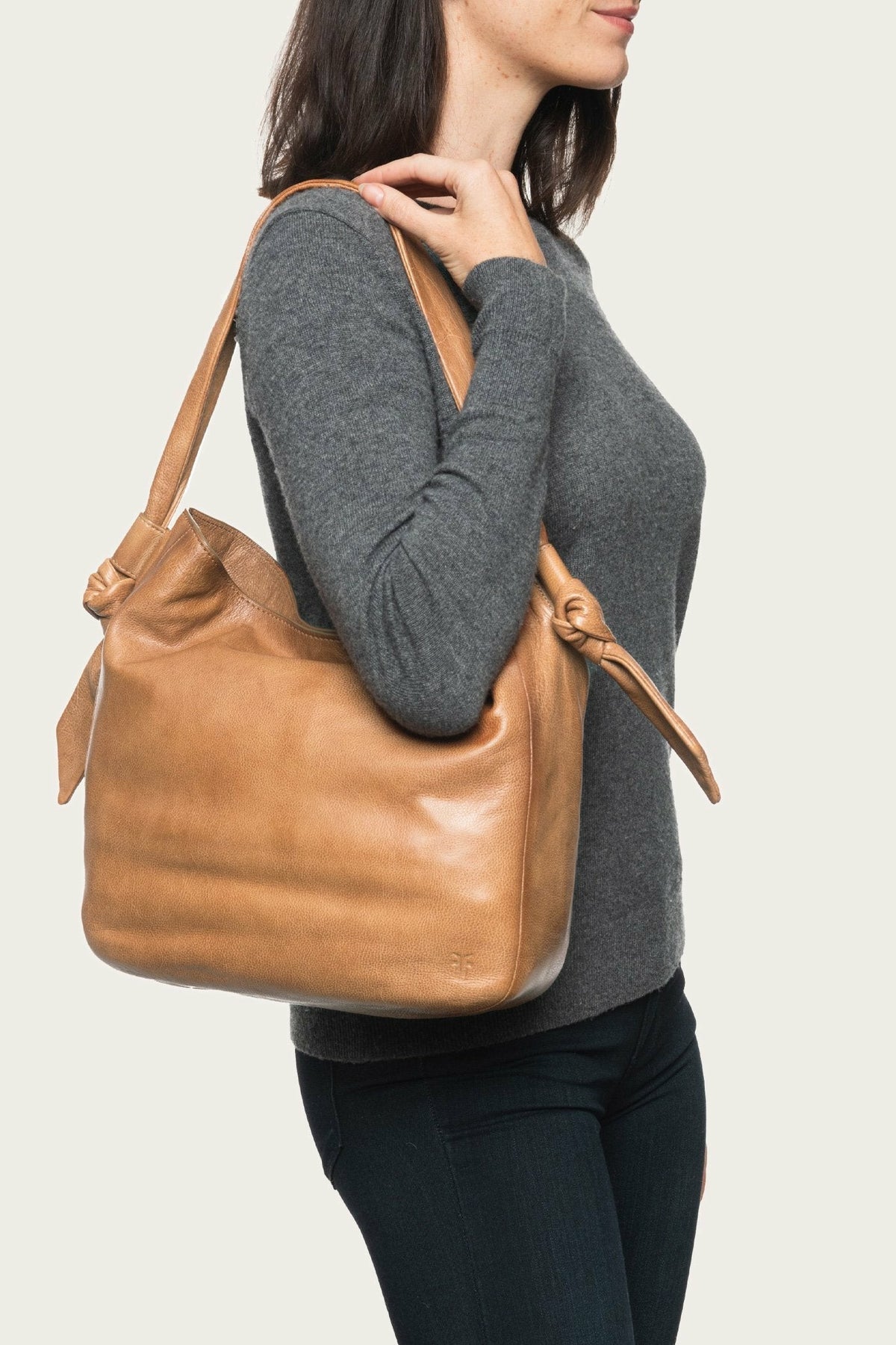 FRYE Nora Knotted Hobo in Beige