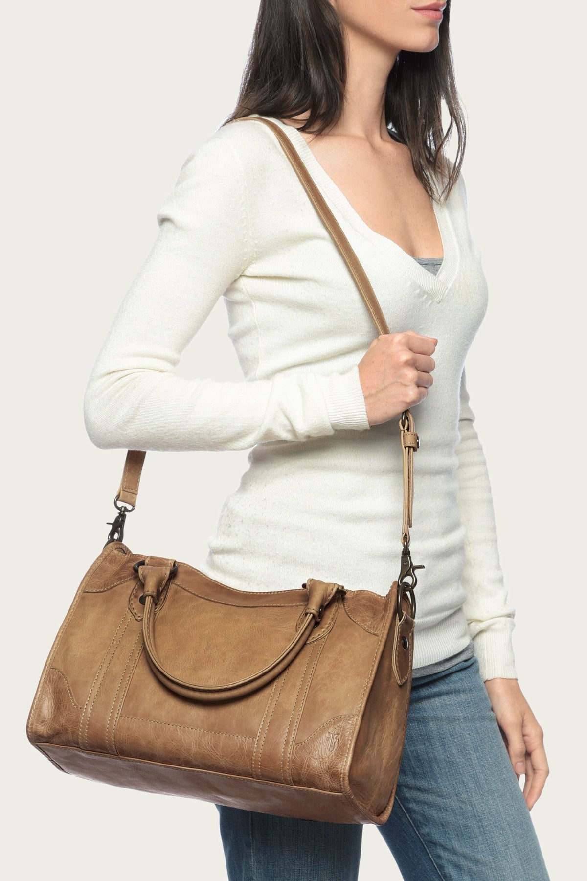 FRYE Melissa Beige Satchel