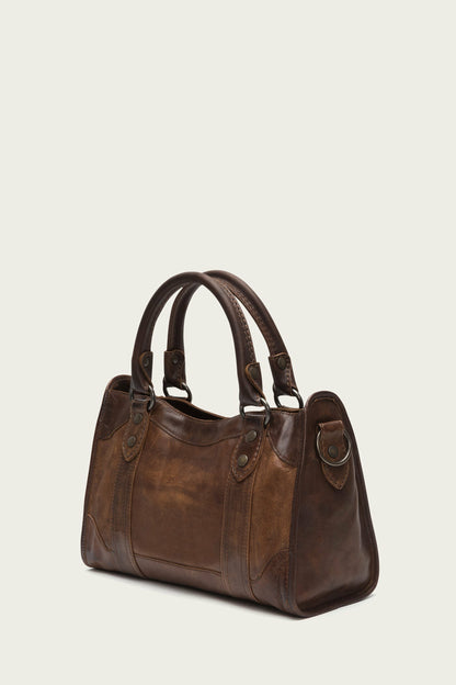 FRYE Melissa Dark Brown Satchel