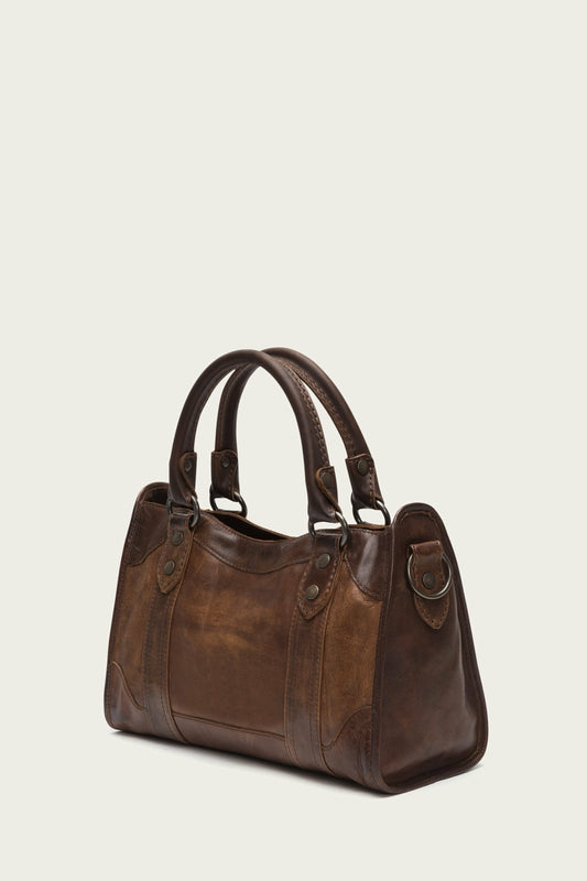 FRYE Melissa Dark Brown Satchel