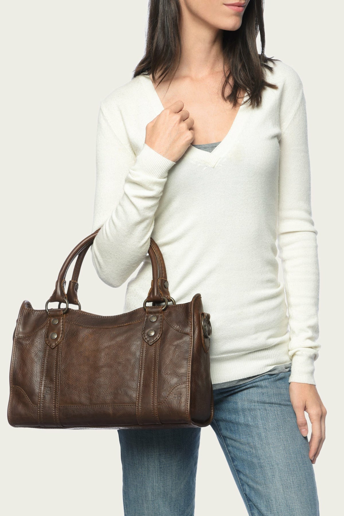 FRYE Melissa Dark Brown Satchel