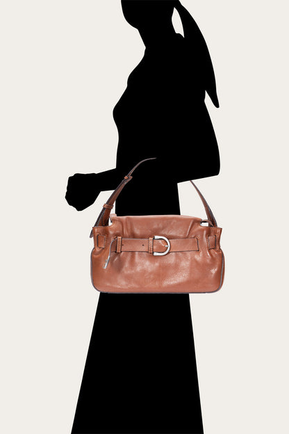 FRYE Women's Cognac Heather Leather Shoulder Bag