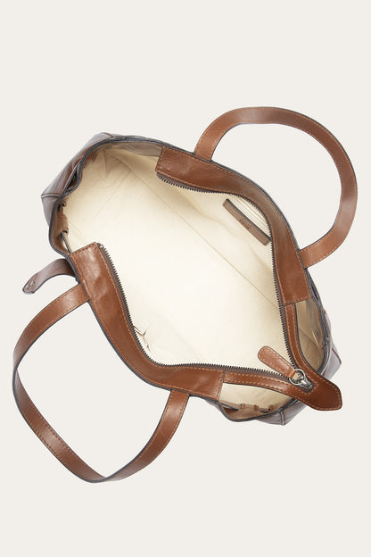 FRYE Women's Cognac Heather Leather Satchel
