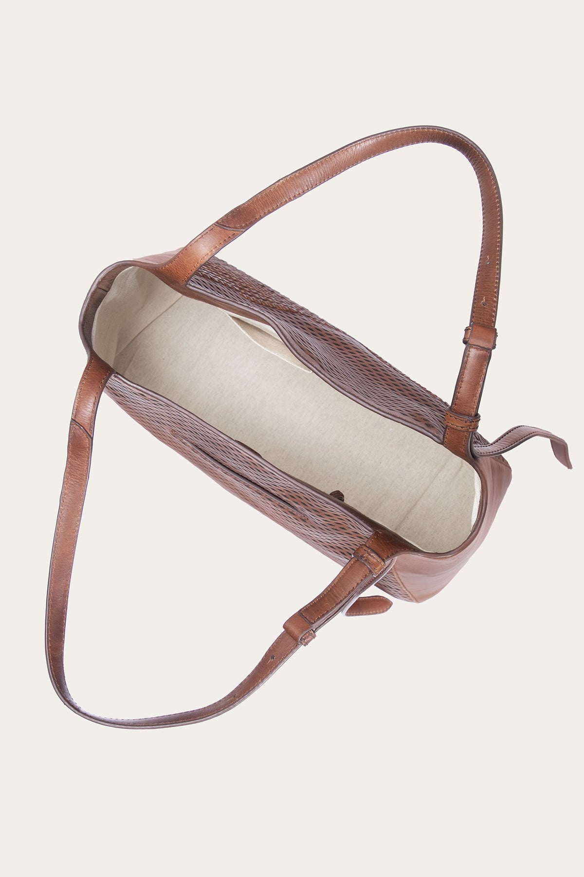 FRYE Women's Cognac Woven Perf Leather Tote