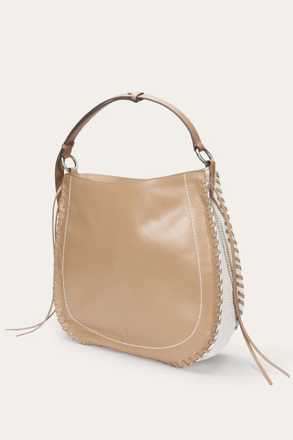 FRYE Women's Beige Hailey Leather Hobo Bag