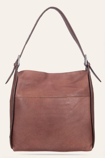 FRYE Women's Cognac Carla Studded Hobo Handbag