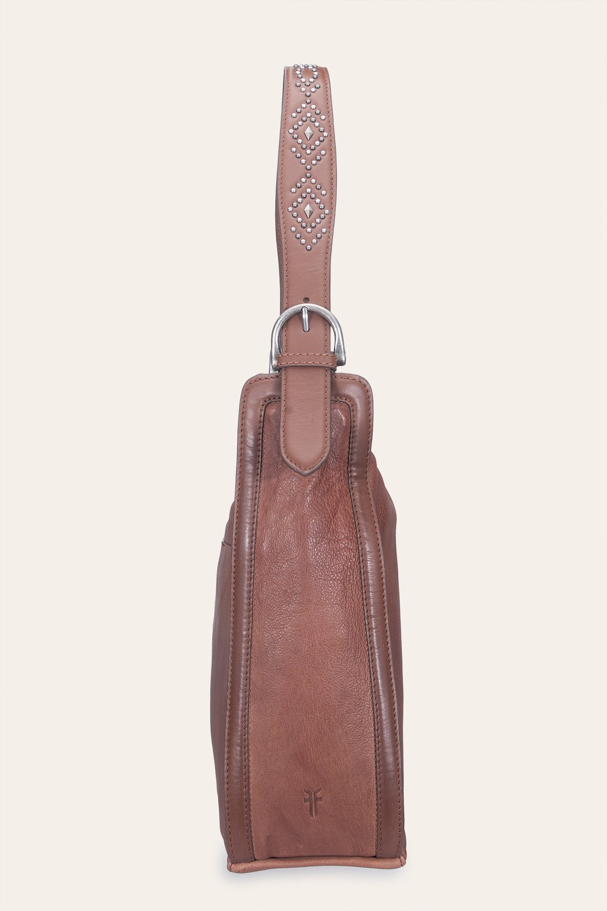 FRYE Women's Cognac Carla Studded Hobo Handbag