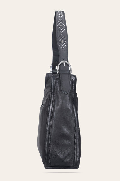 FRYE Women's Black Carla Studded Hobo Handbag
