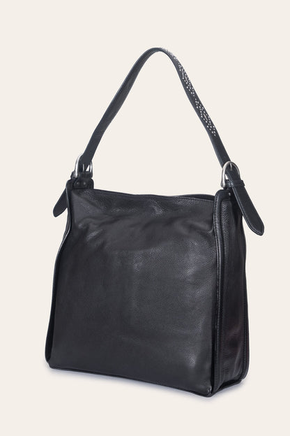 FRYE Women's Black Carla Studded Hobo Handbag