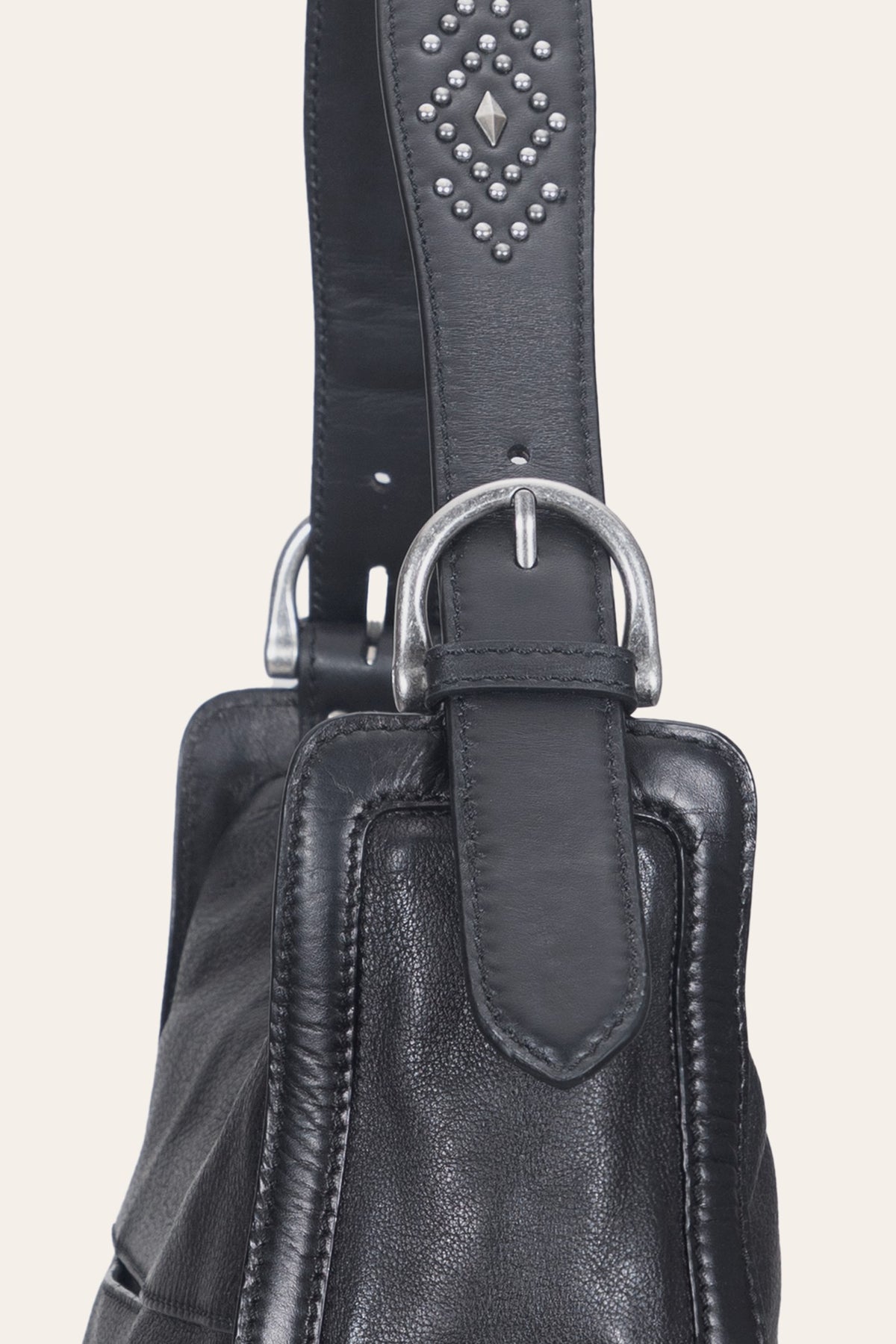 FRYE Women's Black Carla Studded Hobo Handbag