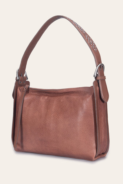 FRYE Women's Cognac Carla Studded Shoulder Bag