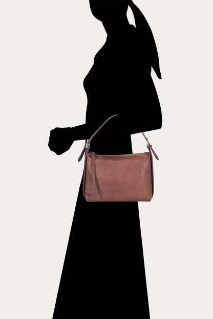FRYE Women's Cognac Carla Studded Shoulder Bag
