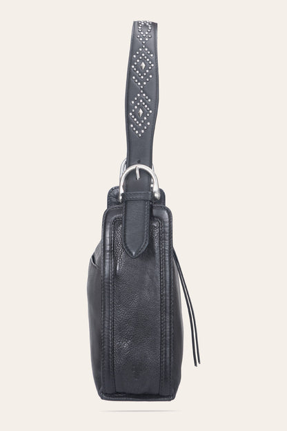 FRYE Women's Black Carla Studded Shoulder Bag