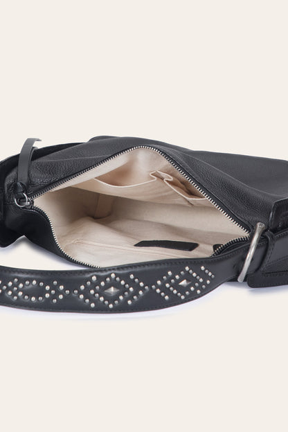 FRYE Women's Black Carla Studded Shoulder Bag
