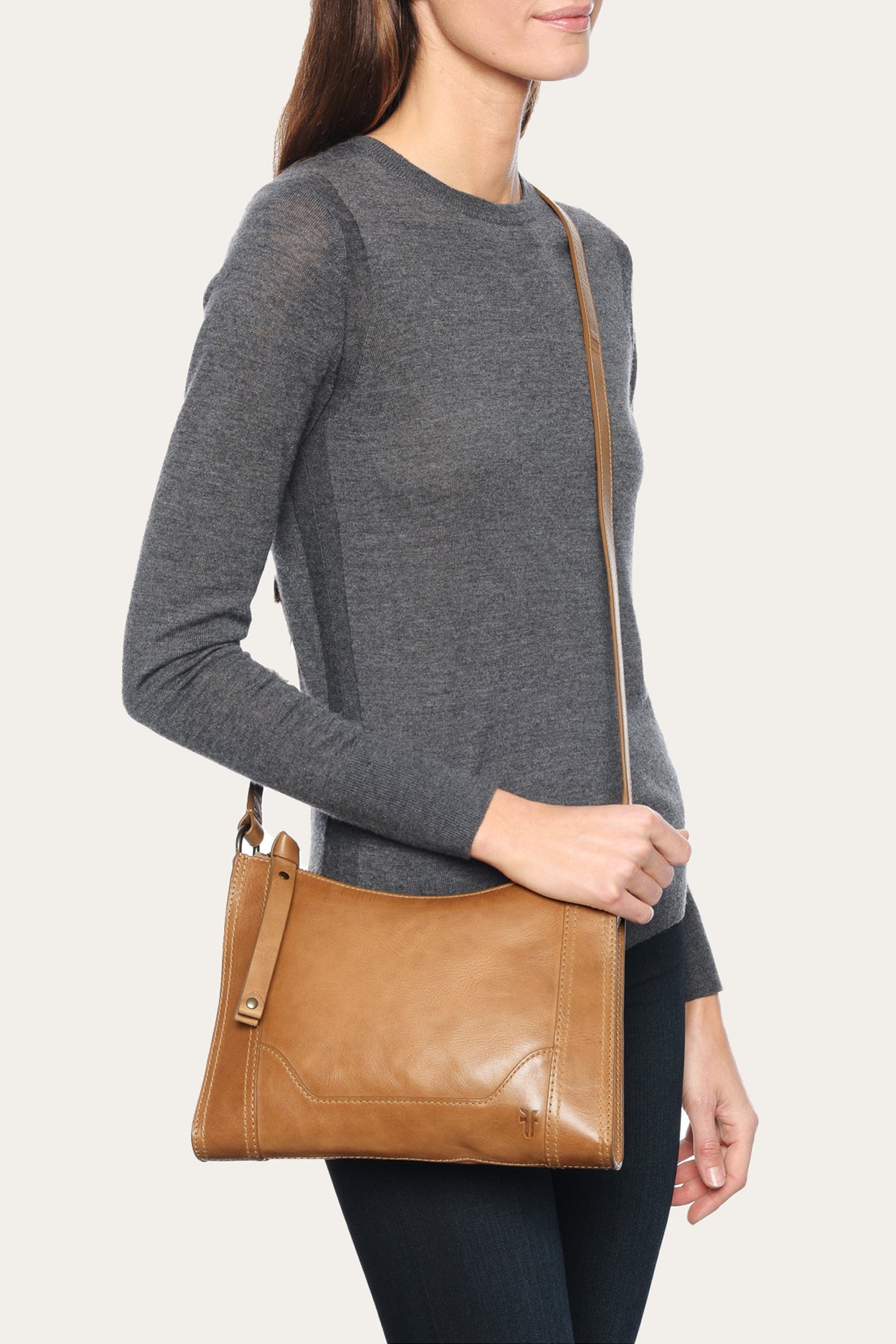 FRYE Melissa Zip Crossbody in Beige