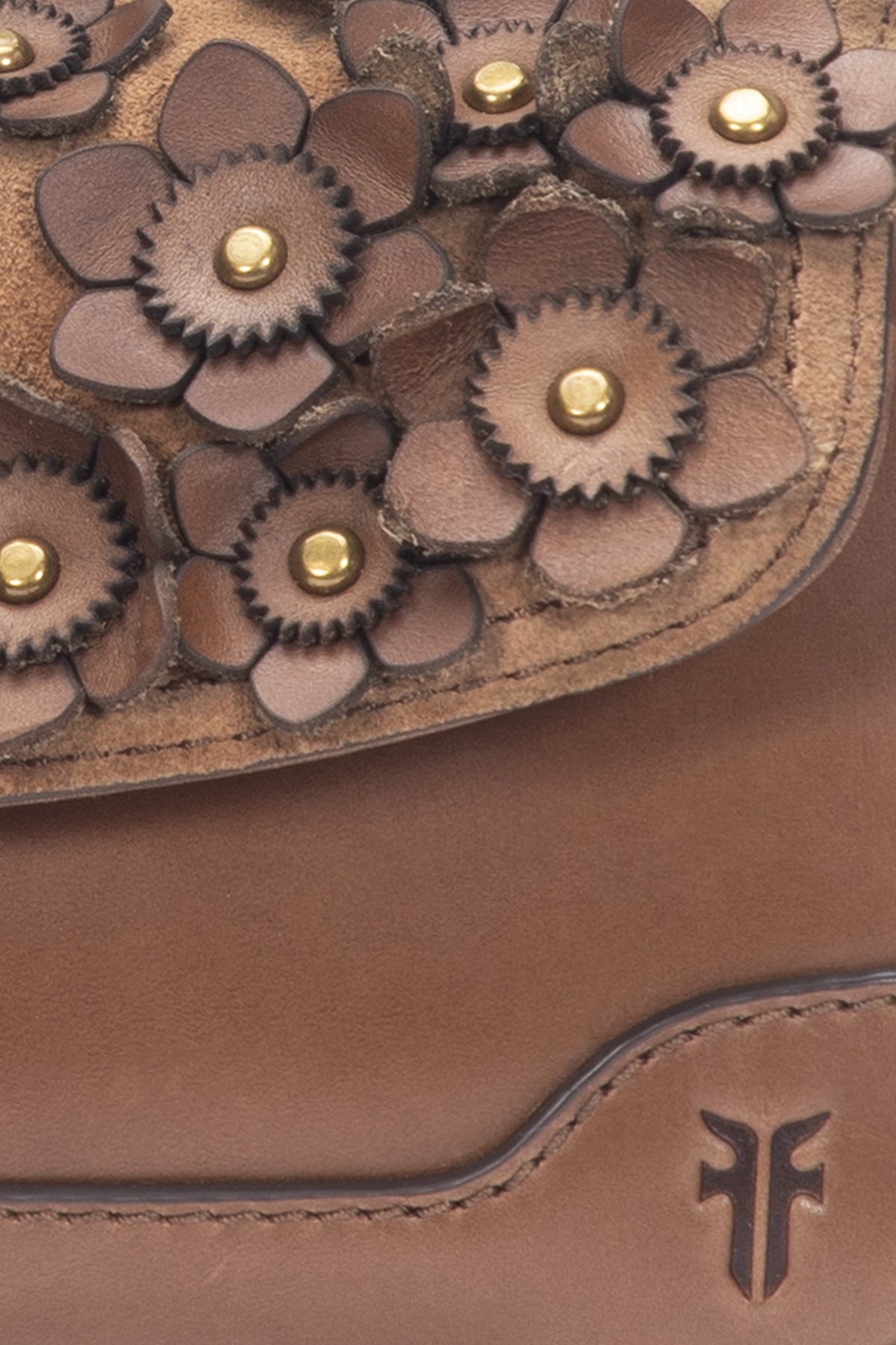 FRYE Cognac Melissa Floral Convertible Mini Flap