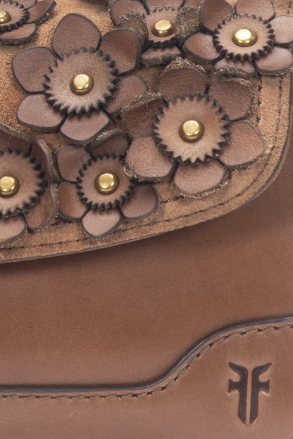 FRYE Cognac Melissa Floral Convertible Mini Flap