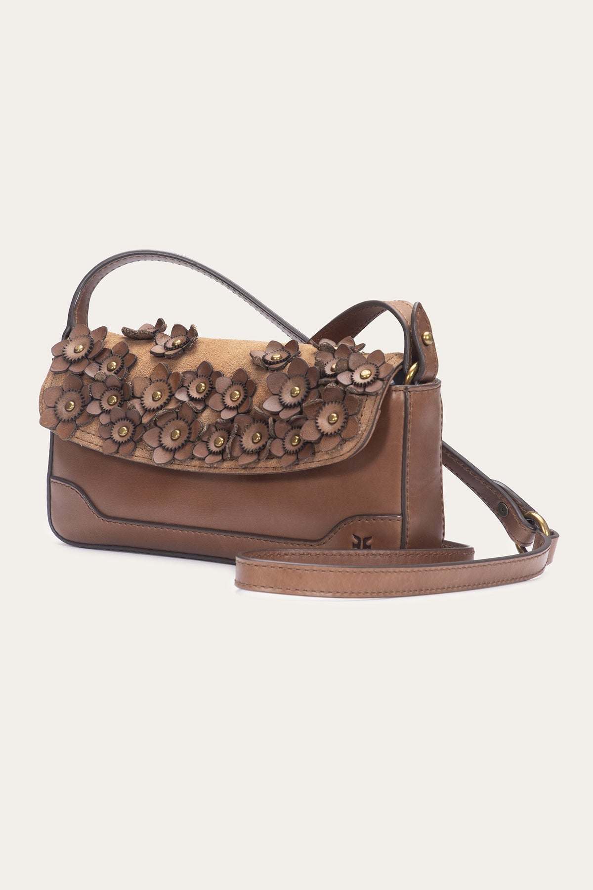 FRYE Cognac Melissa Floral Convertible Mini Flap