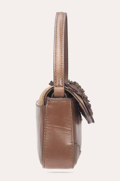 FRYE Cognac Melissa Floral Convertible Mini Flap