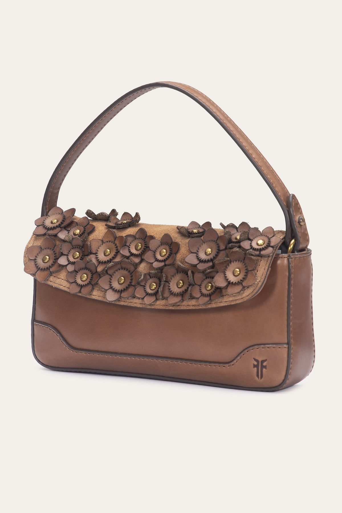 FRYE Cognac Melissa Floral Convertible Mini Flap