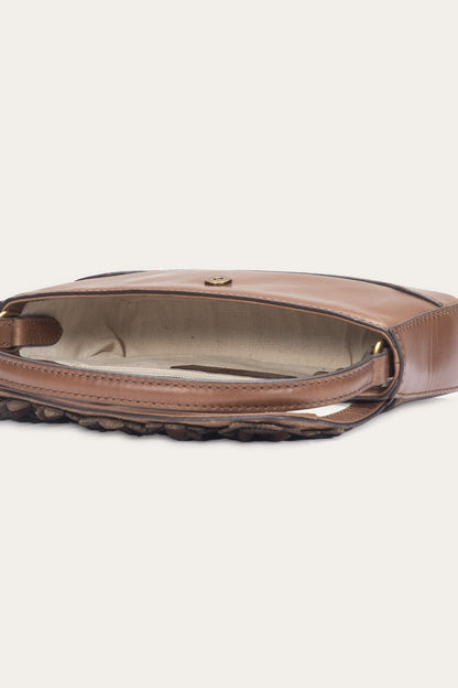 FRYE Cognac Melissa Floral Convertible Mini Flap