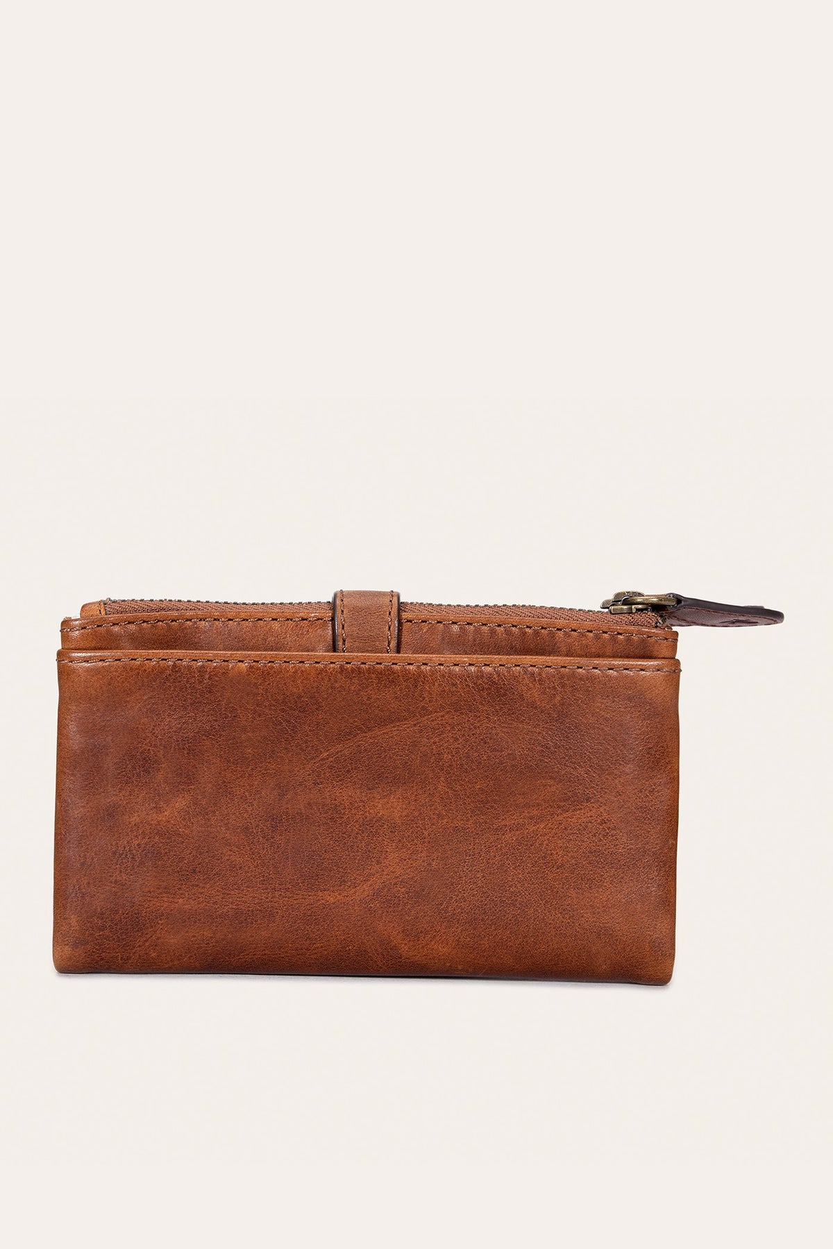 FRYE Melissa Cognac Double Zip Wallet