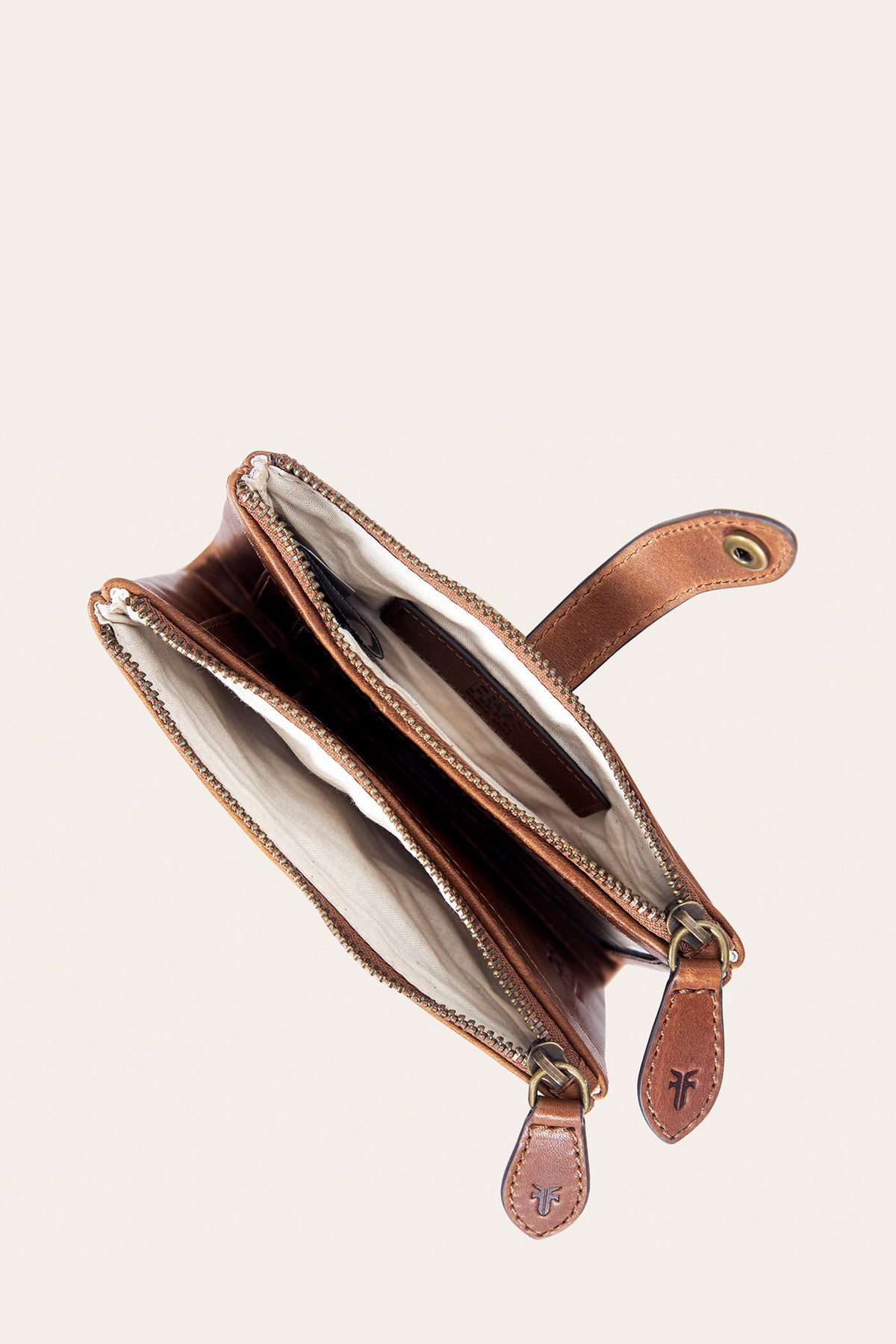 FRYE Melissa Cognac Double Zip Wallet