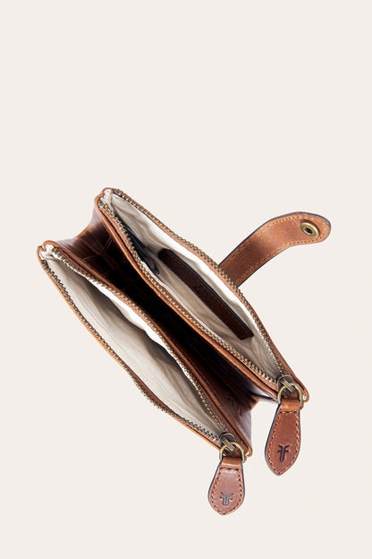 FRYE Melissa Cognac Double Zip Wallet