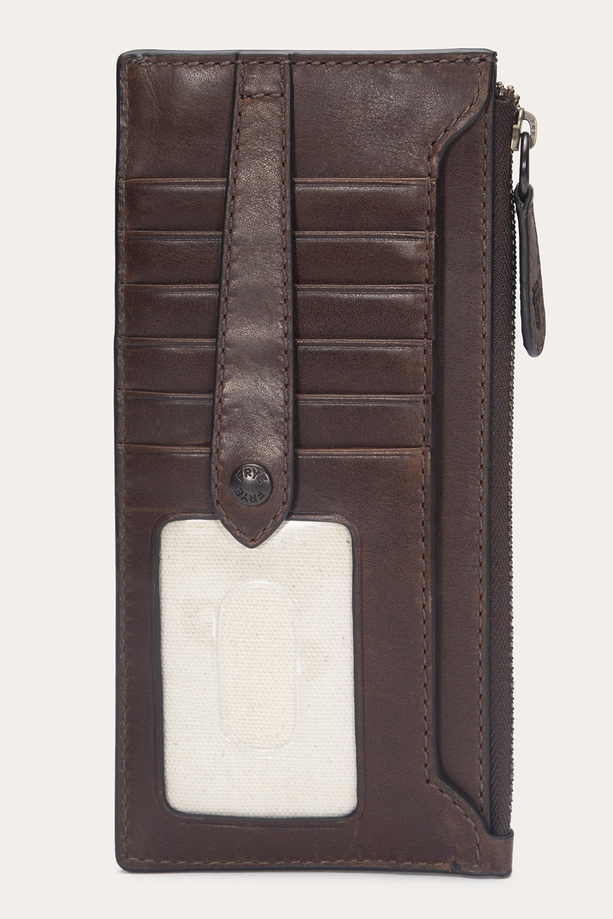 FRYE Melissa Dark Brown Snap Card Wallet