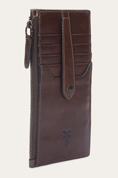 FRYE Melissa Dark Brown Snap Card Wallet