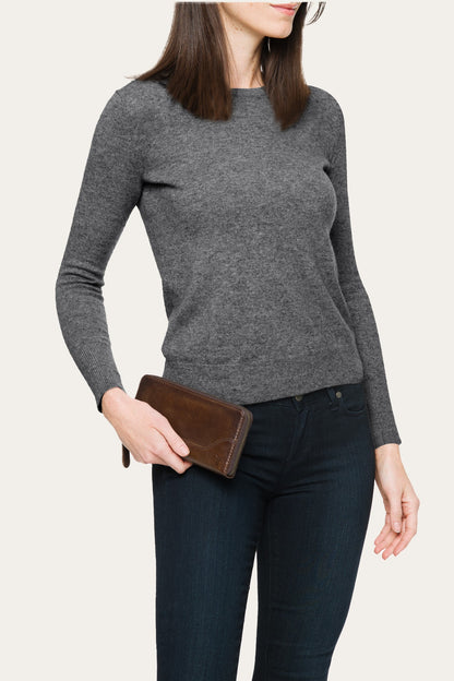 FRYE Melissa Dark Brown Zip Wallet