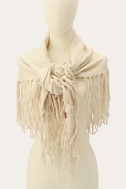 FRYE Birch Long Fringe Triangle Scarf