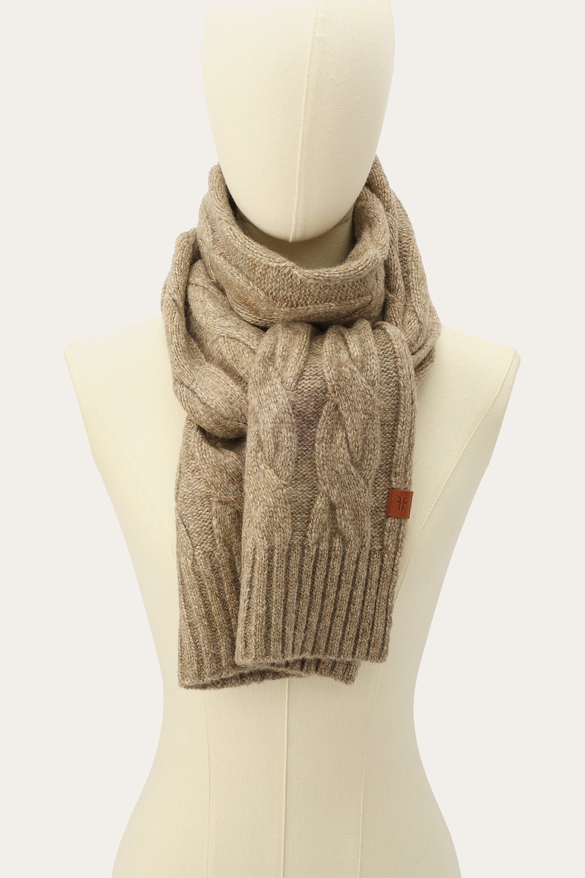 FRYE Burnt Olive Wide Cable Scarf