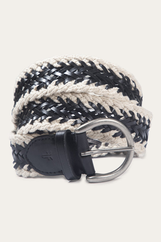 FRYE Women's Black 38mm Braided Cording Belt