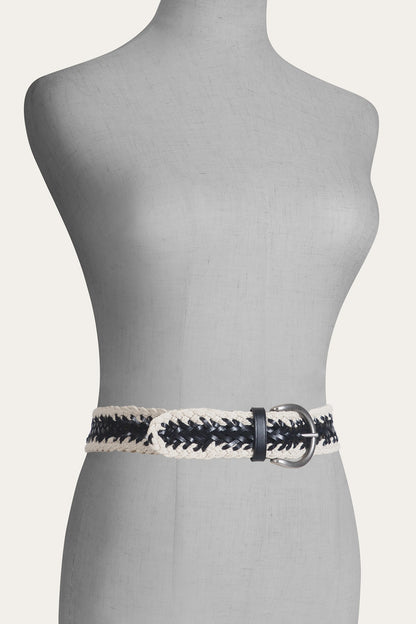 FRYE Women's Black 38mm Braided Cording Belt